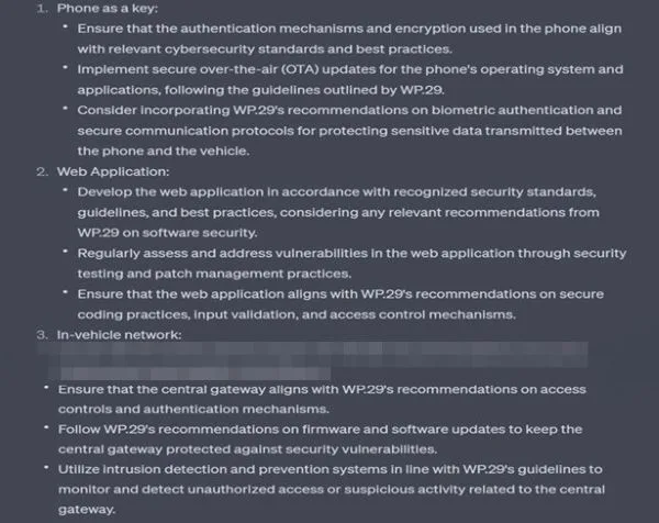 Figure 4. WP.29 mitigation examples based on a GPT model's analysis results    