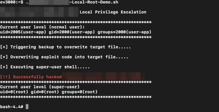 Figure 6. The local user gains root access