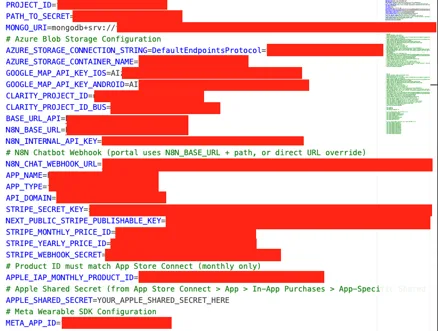 Figure 4. Sample of an exposed .env file 