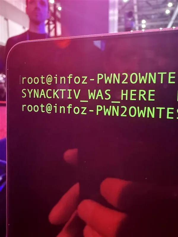 Figure 3. Synacktiv successfully compromised the Tesla attempt for Pwn2Own Automotive 2026.