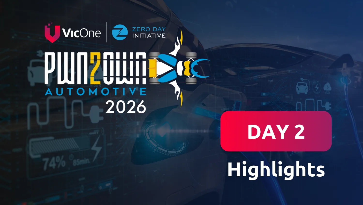 Watch the video for a quick overview of the highlights of Pwn2Own Automotive 2026 Day 2. 