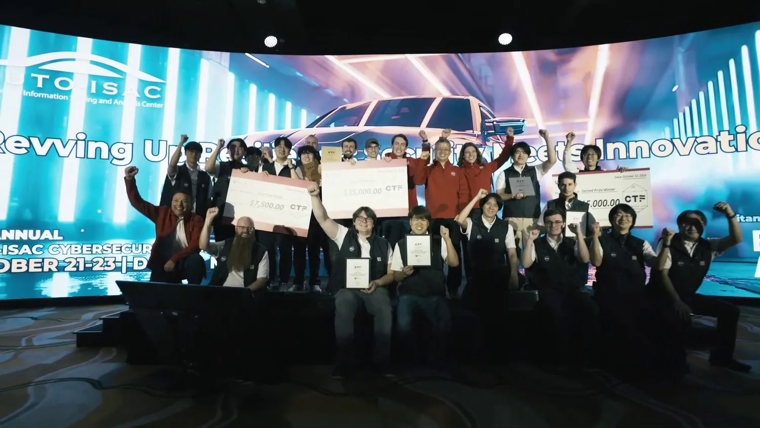Figure 2. The Automotive CTF 2024 finalists, along with executives from VicOne and Block Harbor, at the awarding ceremony in Detroit. 