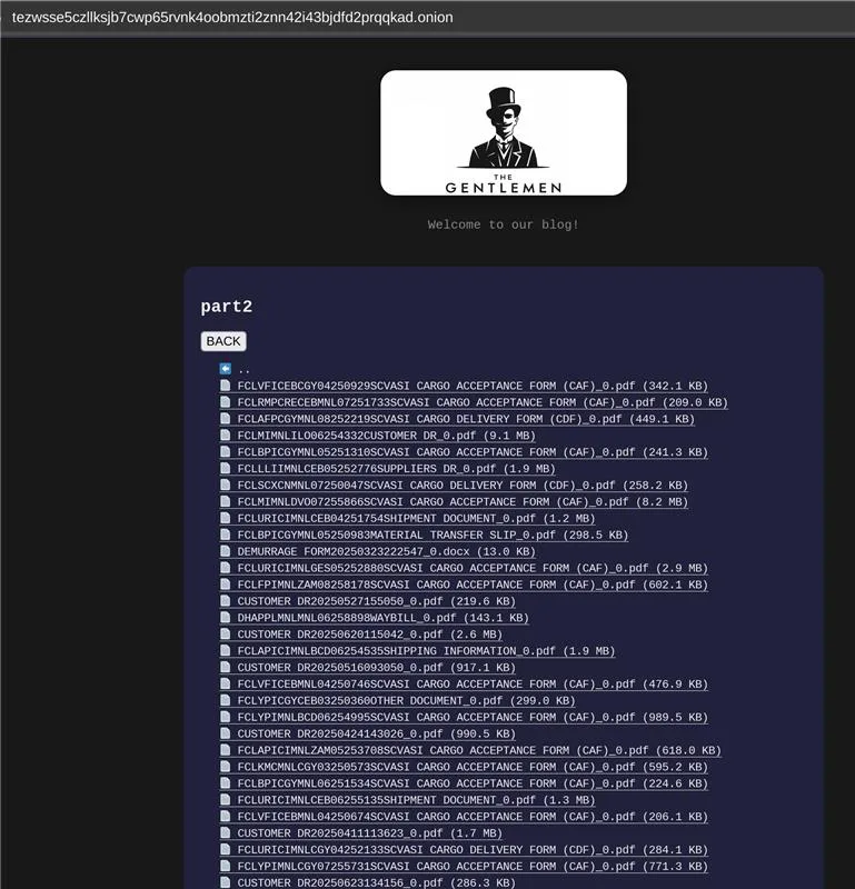 Figure 6. Data “published” by The Gentlemen group on its leak site